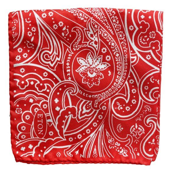 Eton Pocket Square Poppy Red 12" 100% Silk - Picture 2 of 3